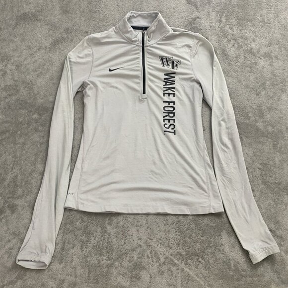 Nike Sweatshirt Mens Small Wake Forest 1/4 Zip Sweater Gray Stretch Pullover WF - Picture 1 of 11